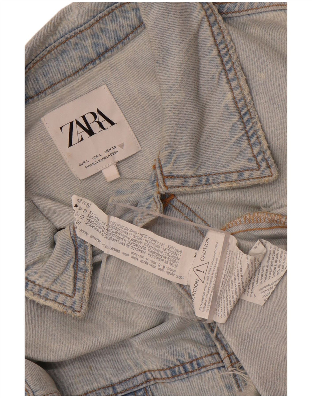 Zara Dame Oversized Denim Playsuit UK 16 Large Blue Cotton