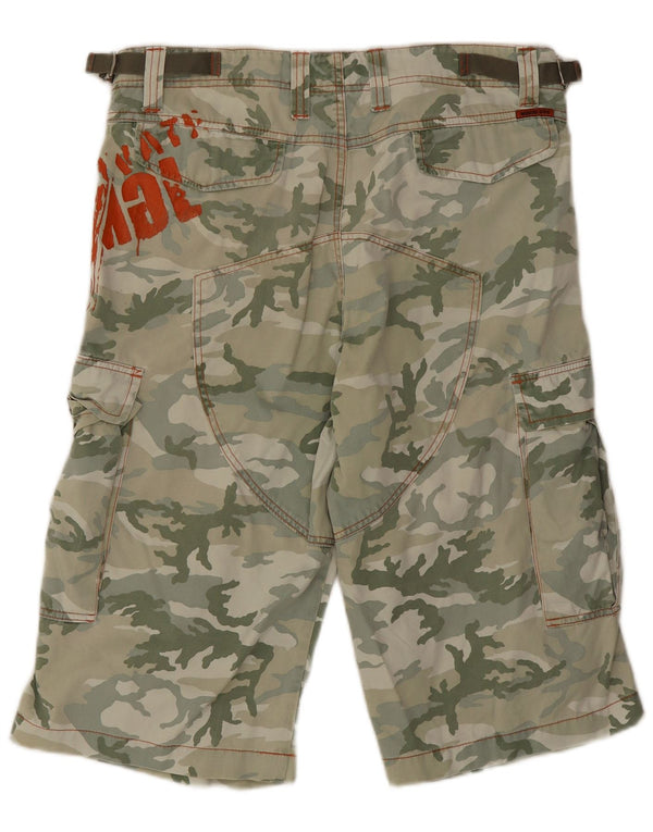 Mogul Herre Graphic Cargo Shorts W33 Medium Khaki Camouflage Bomuld