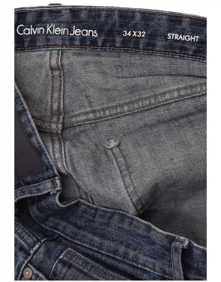 Calvin Klein Straight Jeans til mænd W34 L32 Blå Bomuld