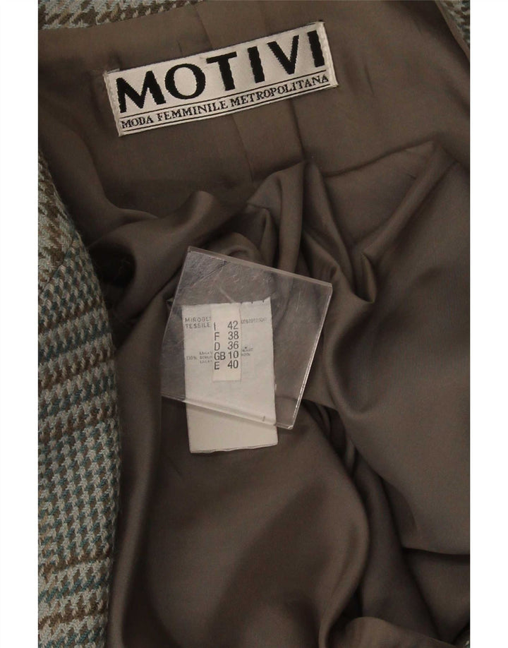 MOTIVI Dame Oversized 3-knaps blazerjakke UK 10 Small Grey Plaid Uld