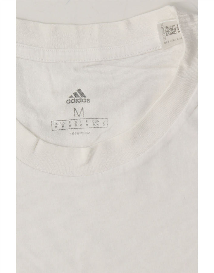 ADIDAS Mens Graphic T-Shirt Top Medium White Cotton Vintage Adidas and Second-Hand Adidas from Messina Hembry 
