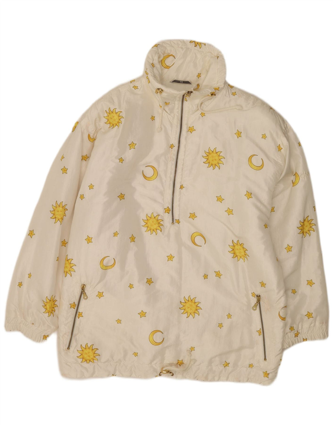 Carson Dame Grafisk Pullover Windbreaker Jacket EU 40 Medium White