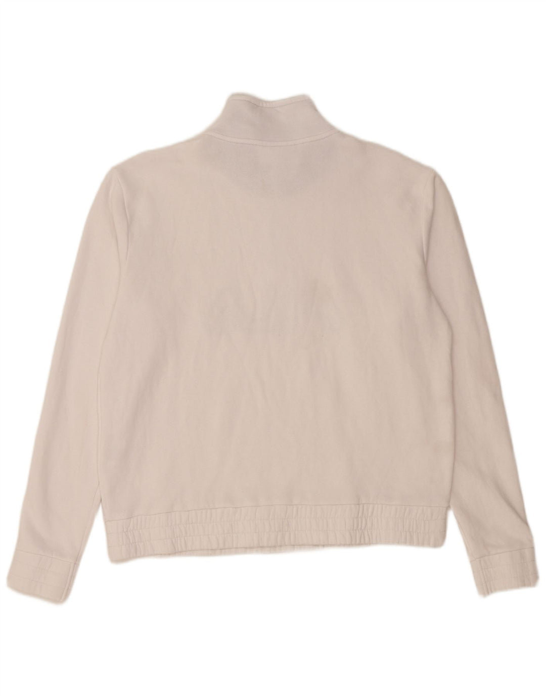 FILA Dame Grafisk Zip Neck Sweatshirt Jumper UK 16 Stor hvid bomuld