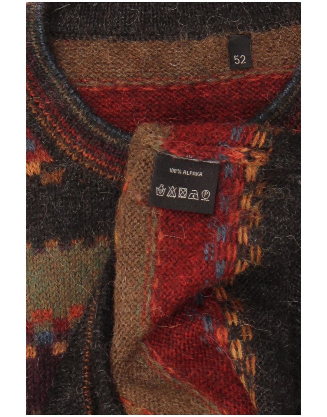 Vintage herre rund hals sweater IT 52 stor flerfarvet stribet