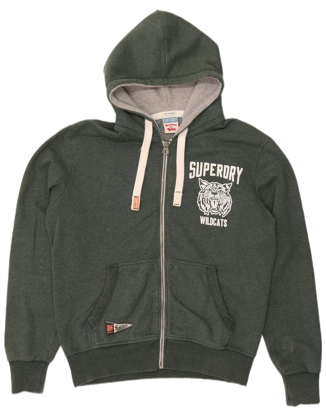 SUPERDRY Herre grafisk hættetrøje med lynlås 2XL Khaki Polyester