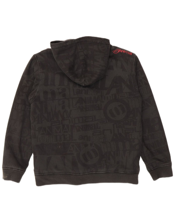 Animal Boys Big Graphic Zip Hoodie Sweater 15-16 Years XL Black Cotton