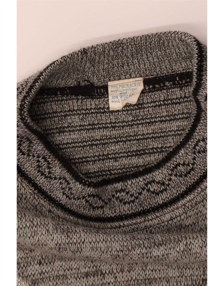 Vintage herre rund hals sweater IT 52/54 stor grå geometrisk