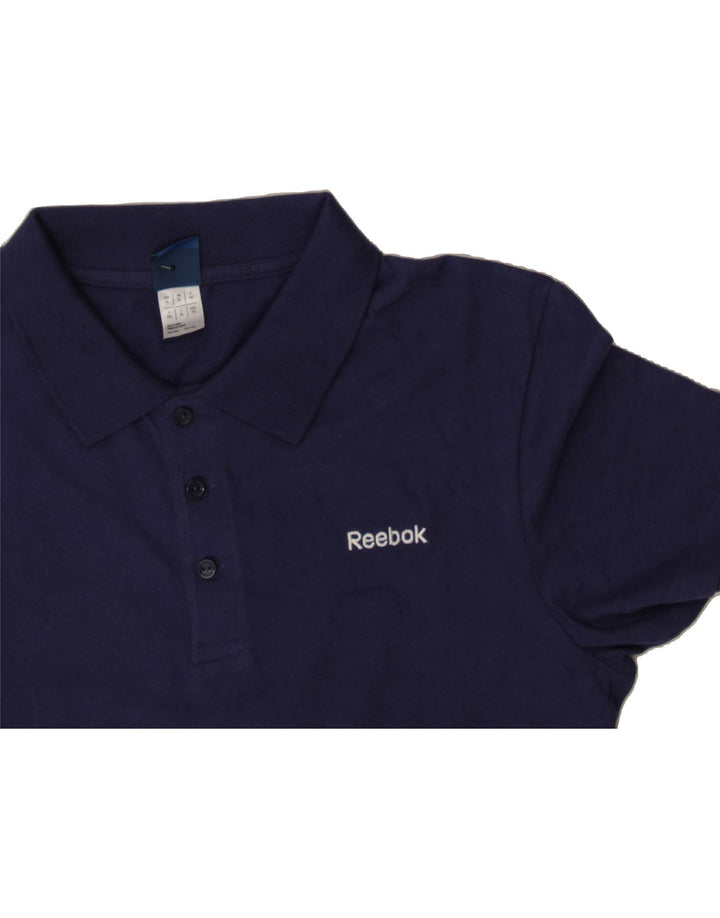 REEBOK Mens Polo Shirt XL Navy Blue Cotton Vintage Reebok and Second-Hand Reebok from Messina Hembry 