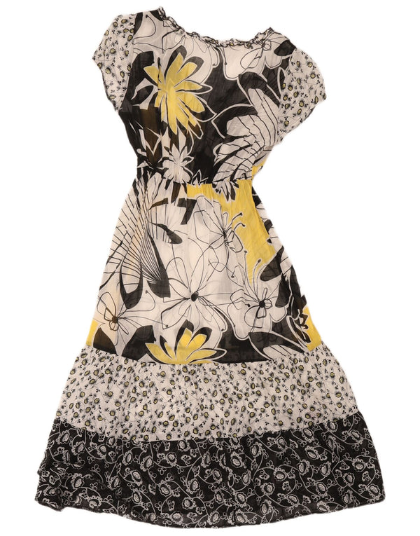 Marks & Spencer Dame Maxi Dress UK 10 Small Beige Floral Bomuld