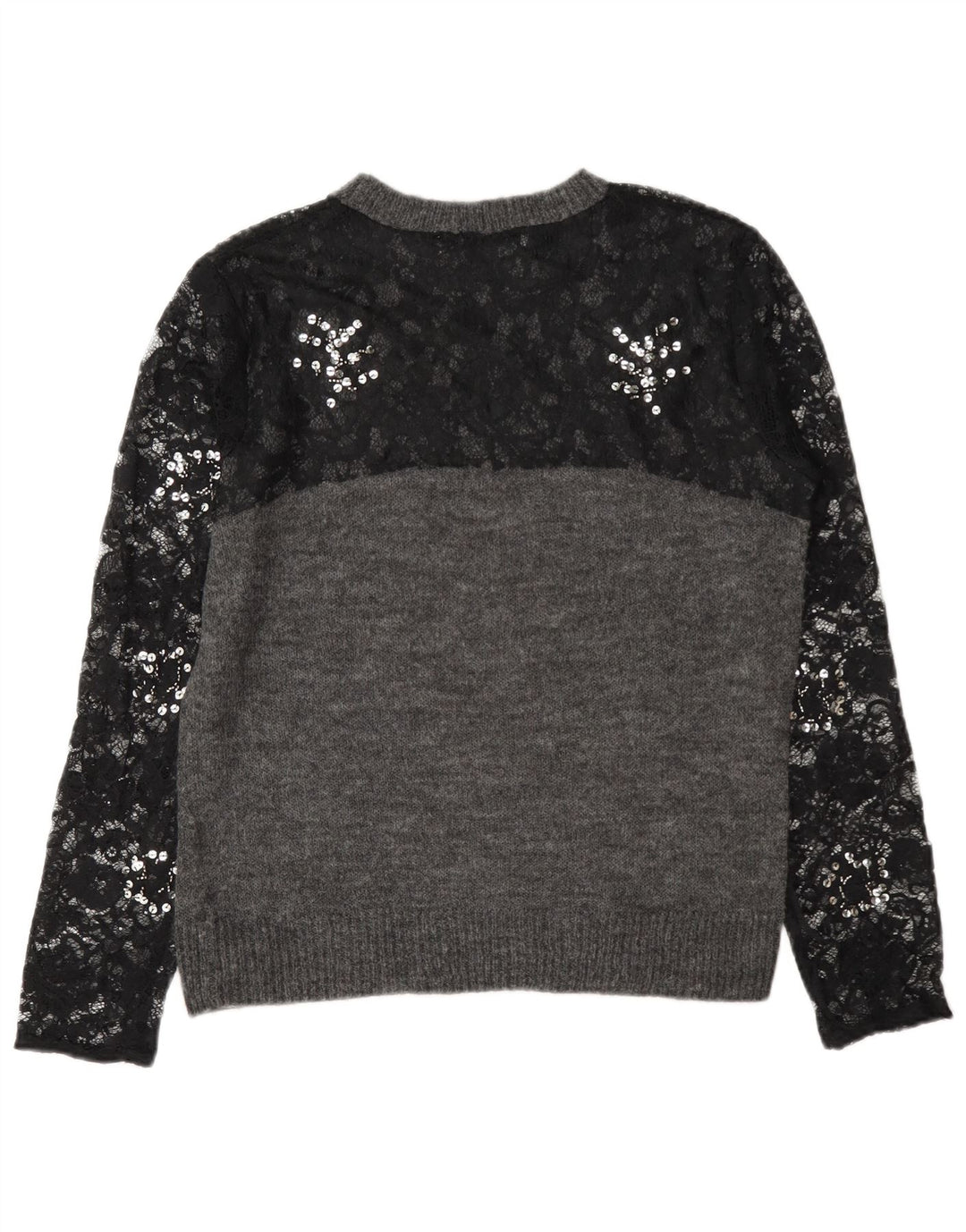 Zara sweater med rund hals til kvinder UK 10 Lille grå farveblok