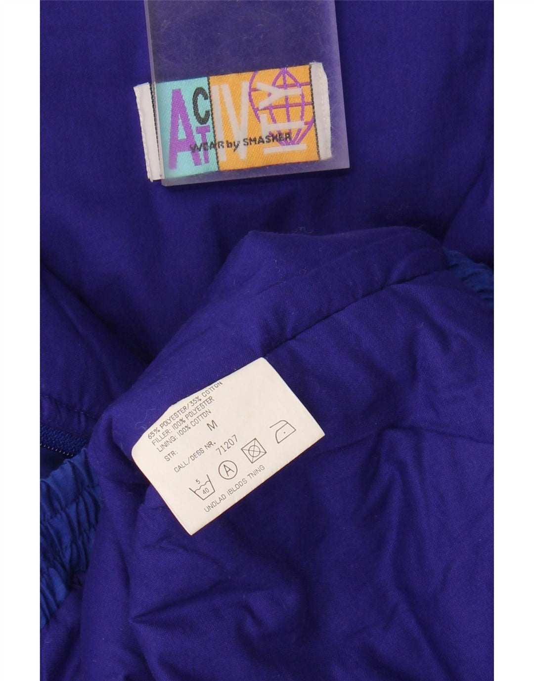 VINTAGE Mens Loose Fit Tracksuit Top Jacket  Medium Blue Colourblock