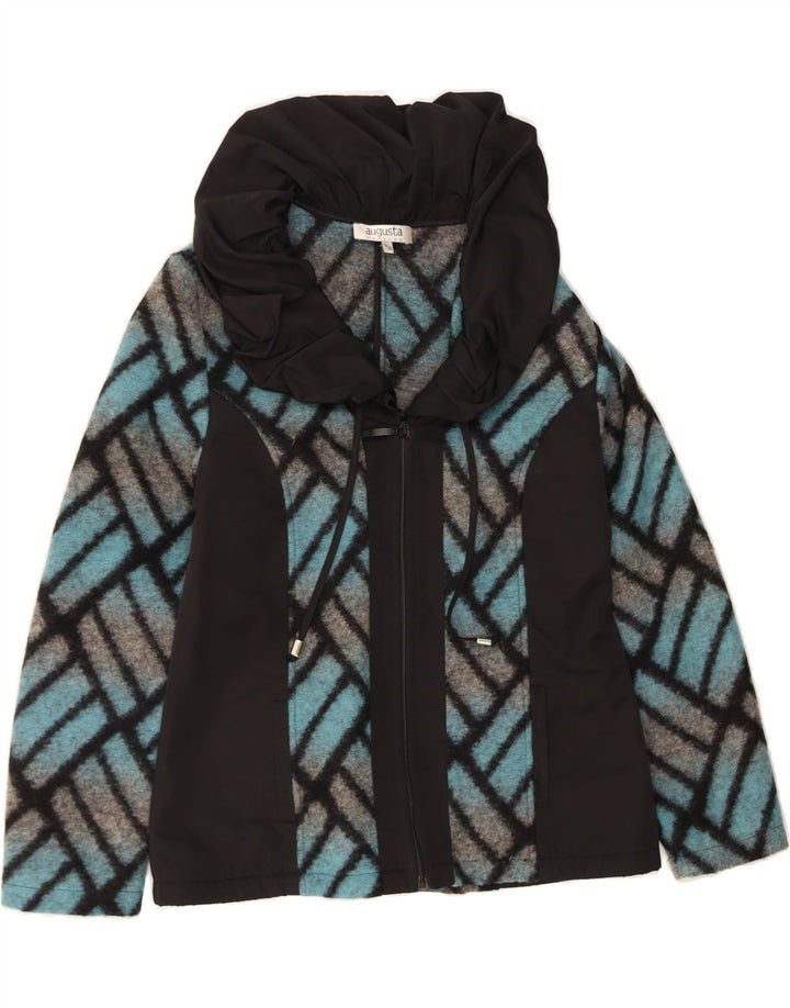 AUGUSTA Womens Crop Overcoat UK 12 Medium Blue Geometric Wool Vintage Augusta and Second-Hand Augusta from Messina Hembry 