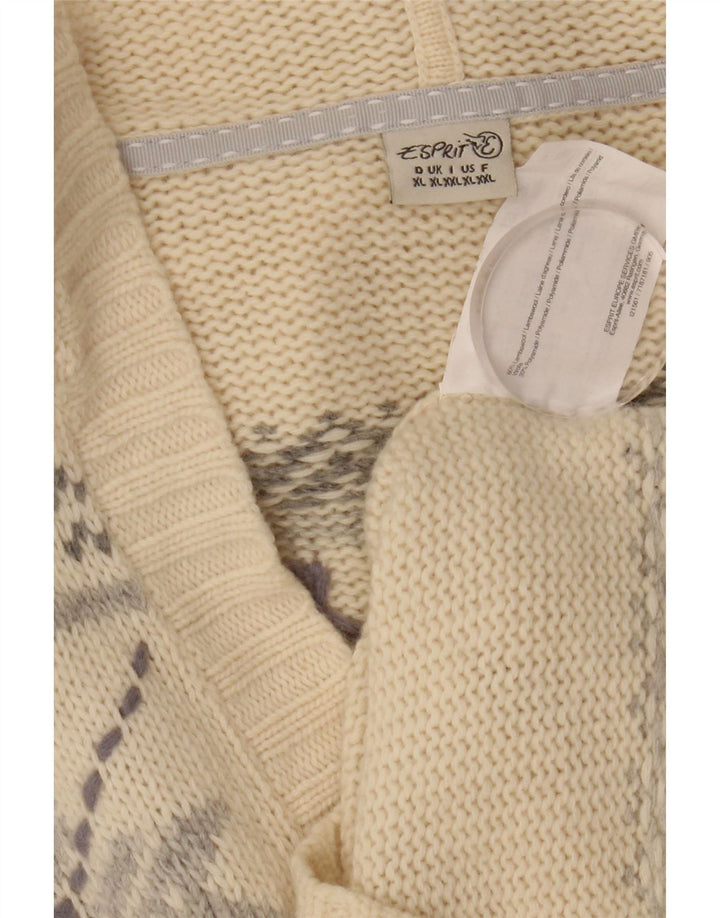 ESPRIT Dame Hættetrøje UK 18 XL Beige Fair Isle Wool