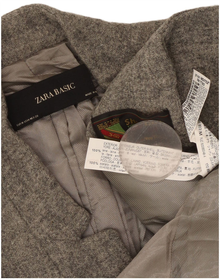 Zara Dame Longline Blazer Jacket UK 12 Medium Grey Uld