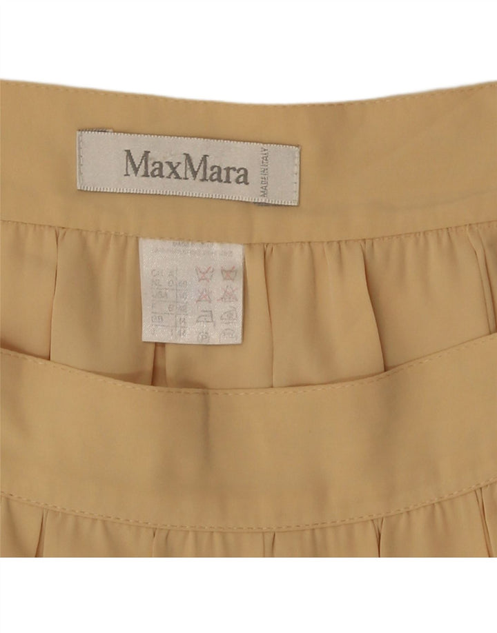 Max Mara Dame Midi plisseret nederdel UK 14 Medium W30 Beige Polyester