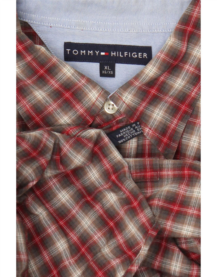 Tommy Hilfiger herreskjorte XL rød ternet bomuld