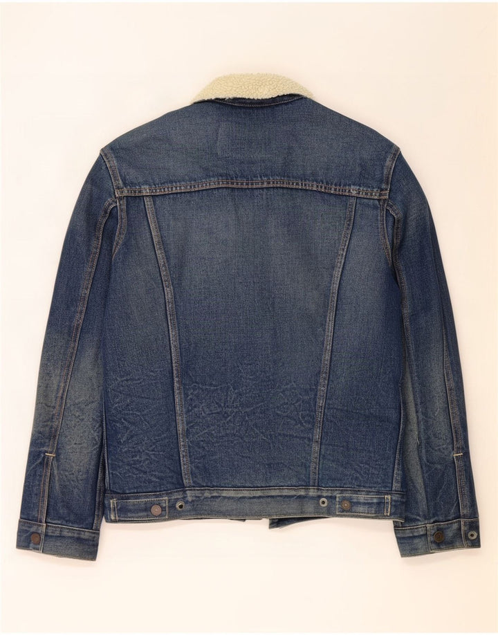 Levi's Herre Denim Sherpa Jacket UK 40 Large Blue Cotton