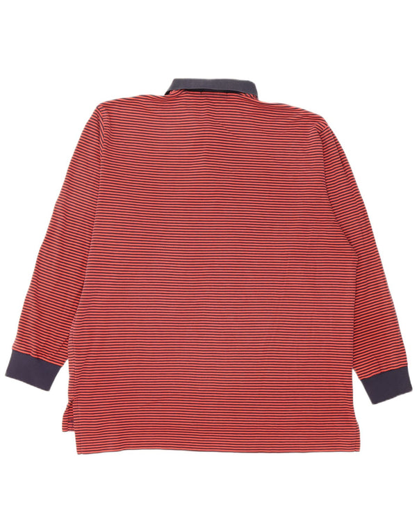 Polo Ralph Lauren Herre langærmet Rugby Polo Shirt XL Rød nålestribet bomuld