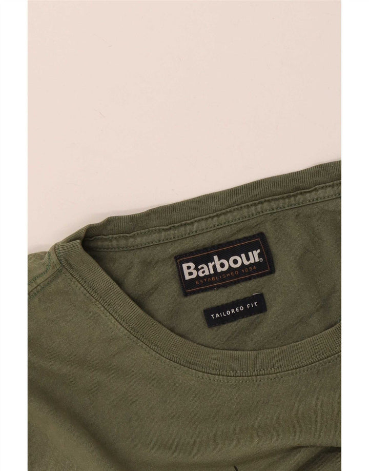 Barbour Herre Skræddersyet Fit Grafisk T-Shirt Top Medium Khaki