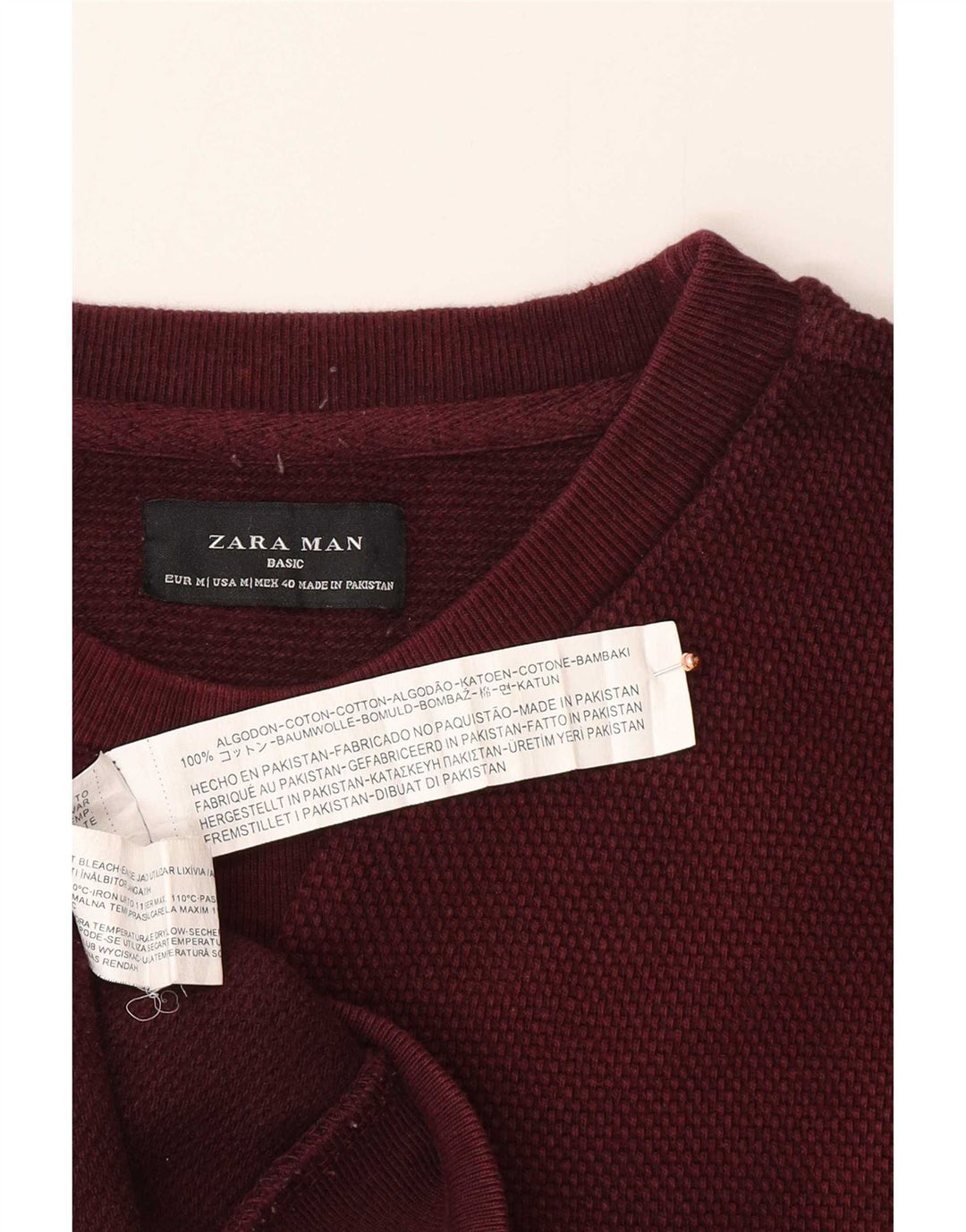 Zara Sweatshirt til mænd Medium Bourgogne bomuld