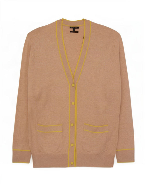 Massimo Dutti Dame Cardigan Sweater UK 12 Medium Beige Flecked Bomuld
