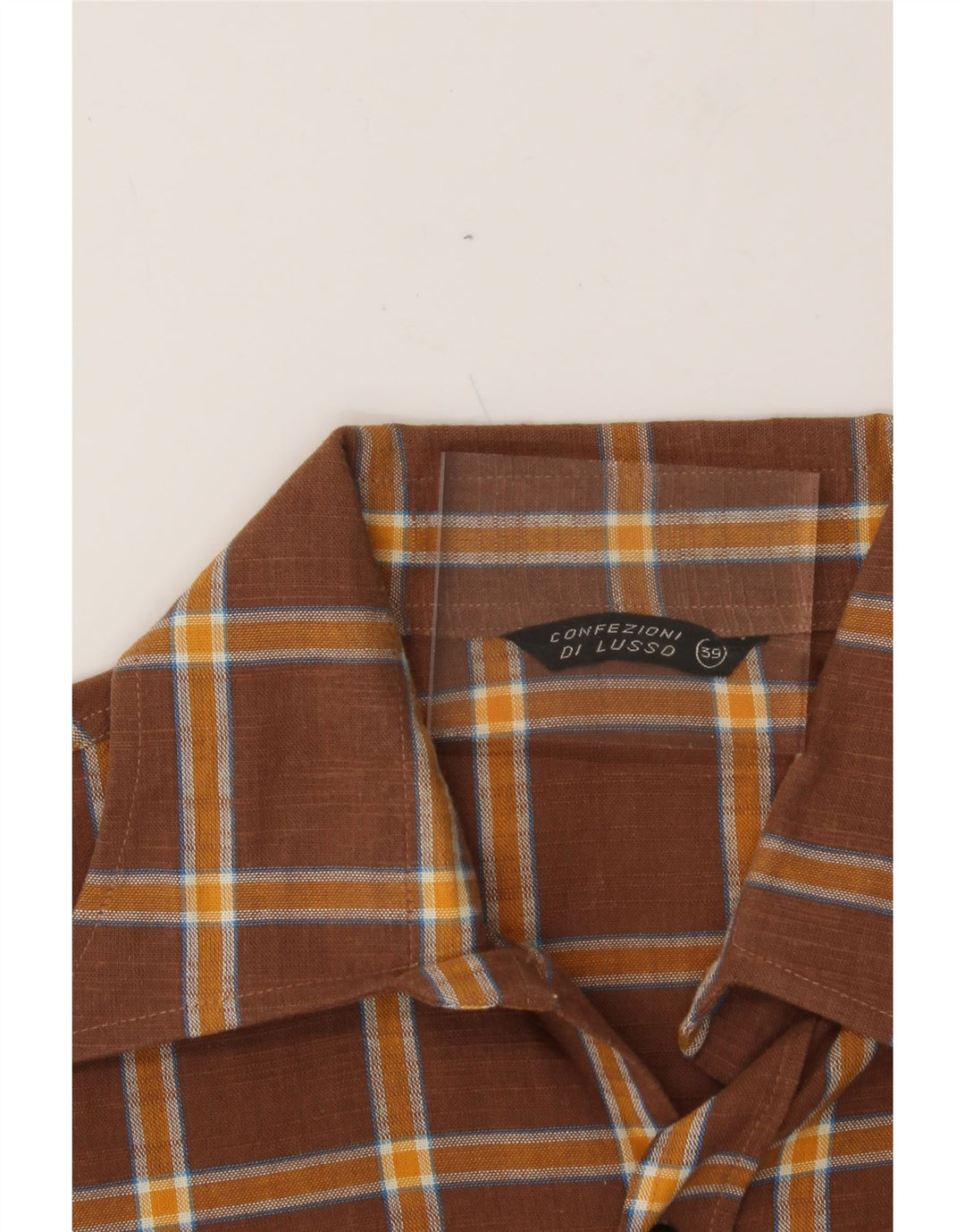 CONFEZIONI DI LUSSO Mens Short Sleeve Shirt Size 39 Medium Brown Check Vintage Confezioni Di Lusso and Second-Hand Confezioni Di Lusso from Messina Hembry 