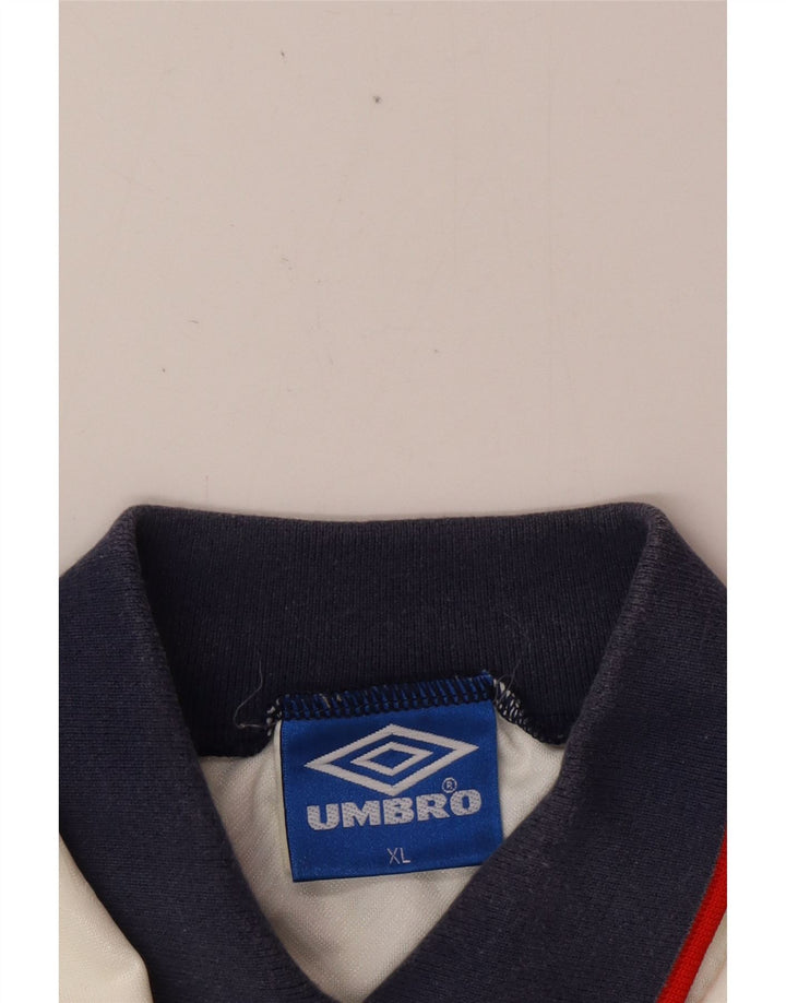 UMBRO Herre England 1993-1994 Hjemmegrafisk poloshirt XL hvid polyester