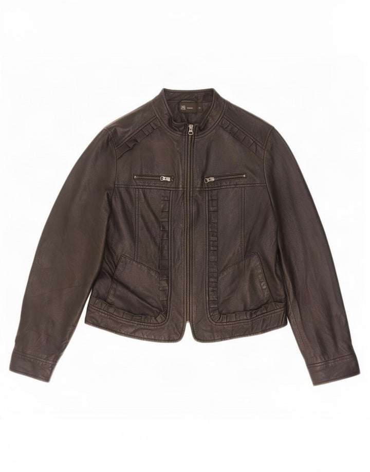 BVS Dame Læder Biker Jacket EU 48 2XL Sort