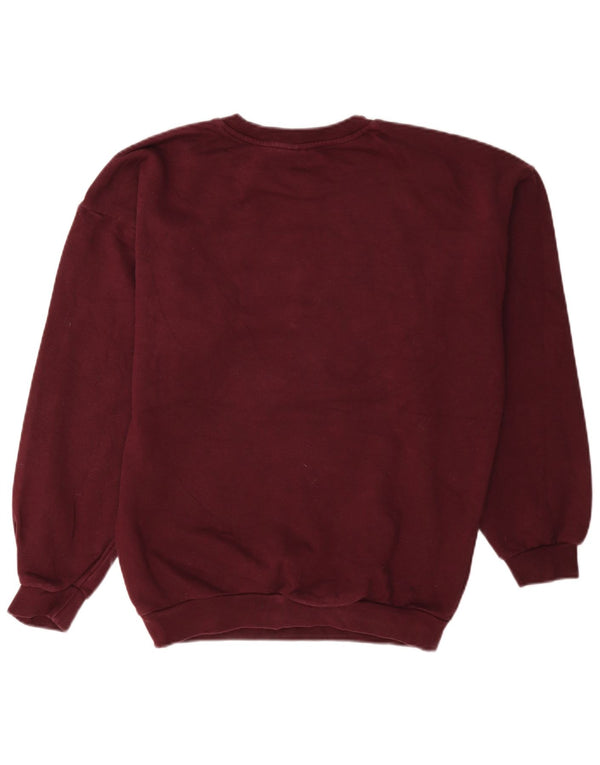 Adidas Dame Oversized Sweatshirt Jumper UK 4 XS Bourgogne bomuld