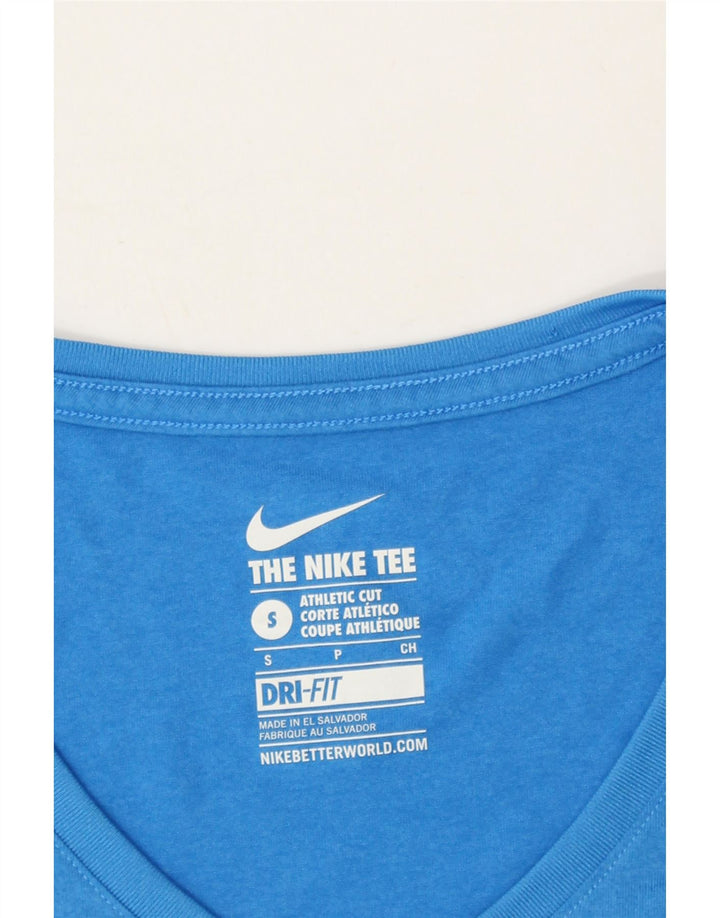 NIKE Womens Dri Fit Graphic T-Shirt Top UK 10 Small Blue Polyester Vintage Nike and Second-Hand Nike from Messina Hembry 