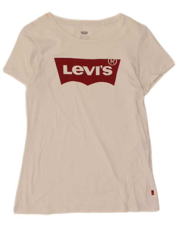 Levi's Dame Grafisk T-Shirt Top UK 10 Small White