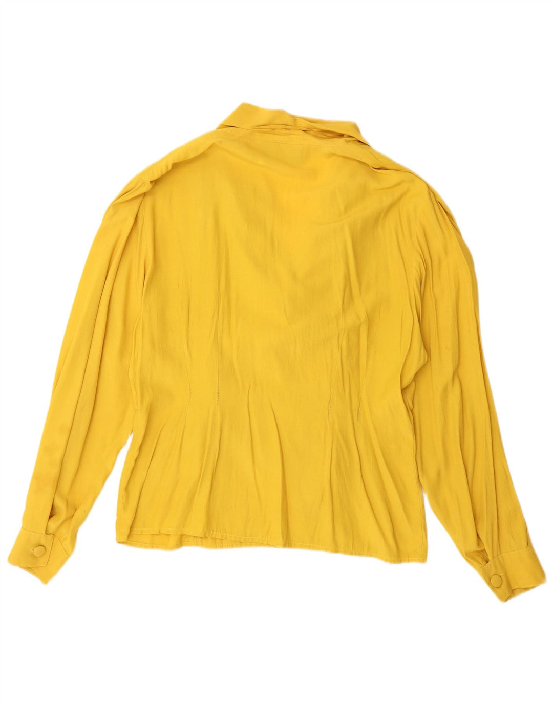 Vintage dameskjortebluse UK 14 Medium Yellow Viscose