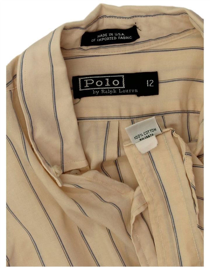 Polo Ralph Lauren drengeskjorte 11-12 år beige stribet bomuld