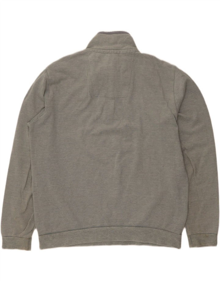 Besætningstøj Herre Zip Neck Sweatshirt Jumper Stor Grå Bomuld