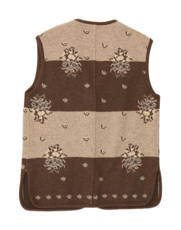 Silvy Dame Ærmeløs Cardigan Sweater IT 42 Medium Brun Blomsteruld