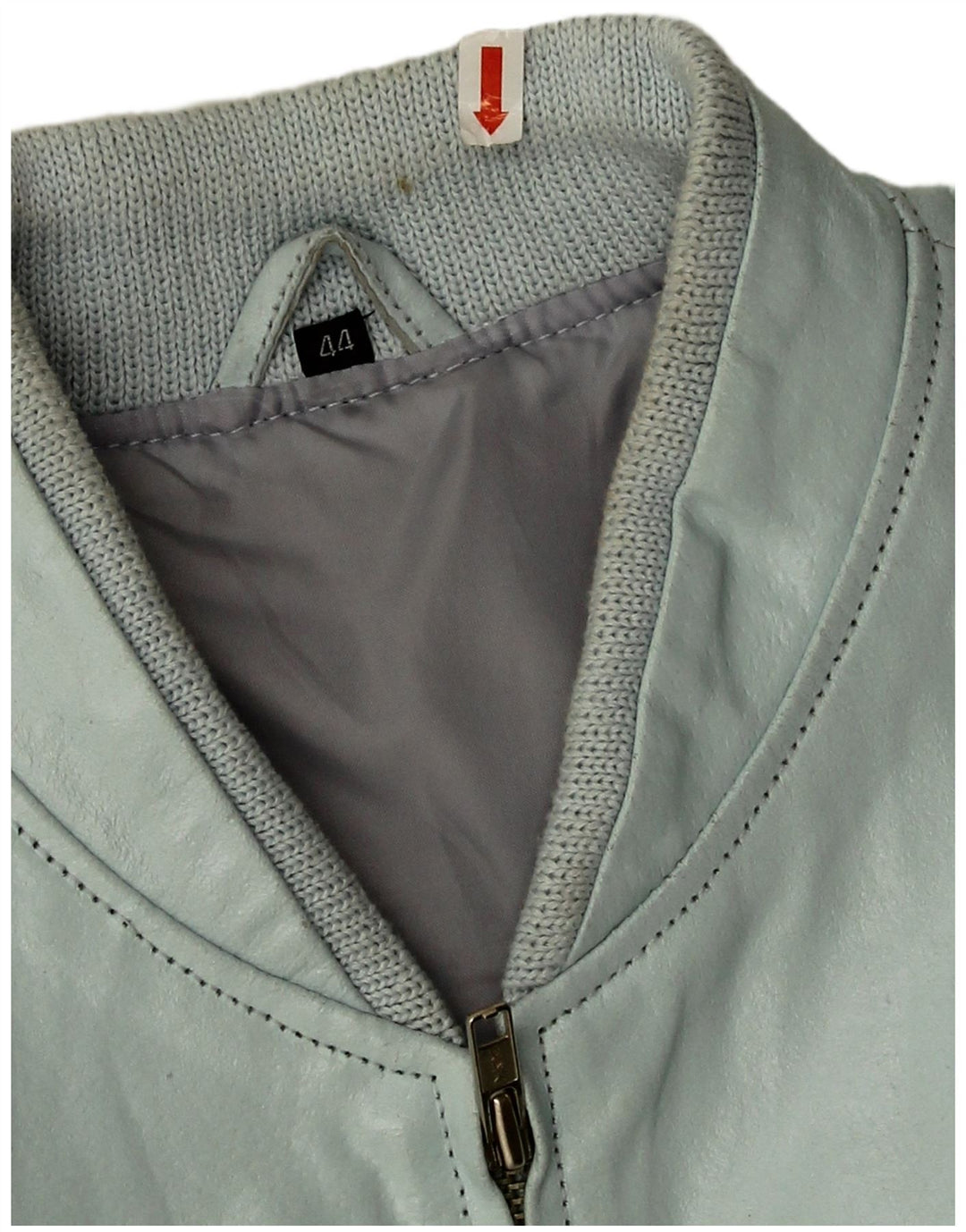 Vintage Dame Crop Faux Læder Bomber Jacket IT 44 Medium Blue