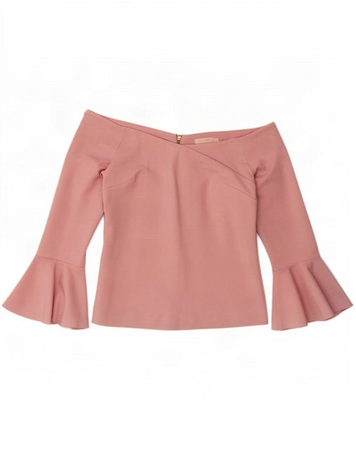 Ted Baker Womens Crop Off Shoulder Top Størrelse 3 Medium Pink Viscose