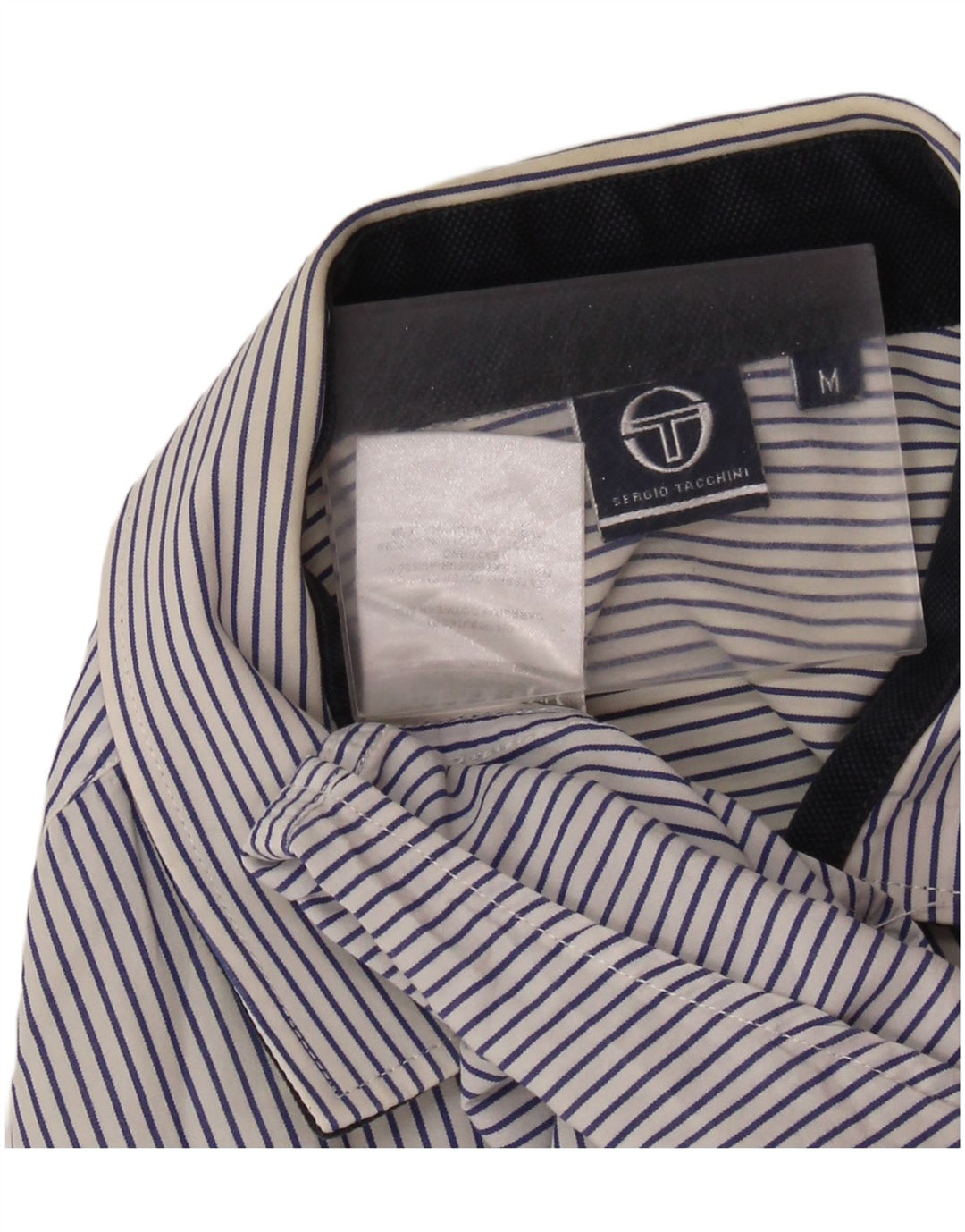 SERGIO TACCHINI Herre kortærmet skjorte Medium marineblå nålestribet bomuld