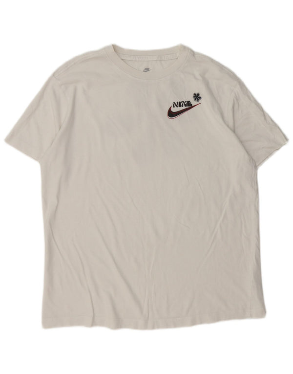 Nike Herre Loose Fit Grafisk T-shirt Top Medium Hvid Bomuld