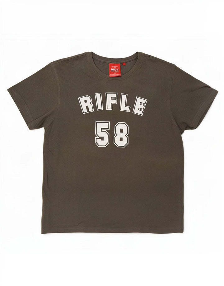Rifle Herre Grafisk T-Shirt Top Stor Grå