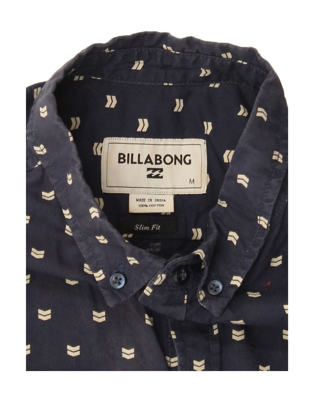 BILLABONG Herre Slim Fit kortærmet skjorte Mellem marineblå plettet bomuld