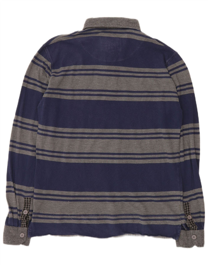 Bedste firma Langærmet Rugby Polo Shirt til mænd 2XL Grå Stribet Bomuld