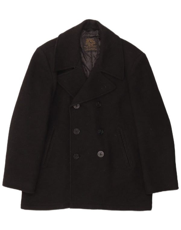Vintage Herre Pea Coat UK 38 Medium Black Wool