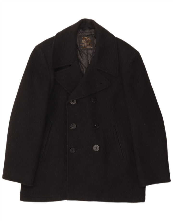 Vintage Herre Pea Coat UK 38 Medium Black Wool