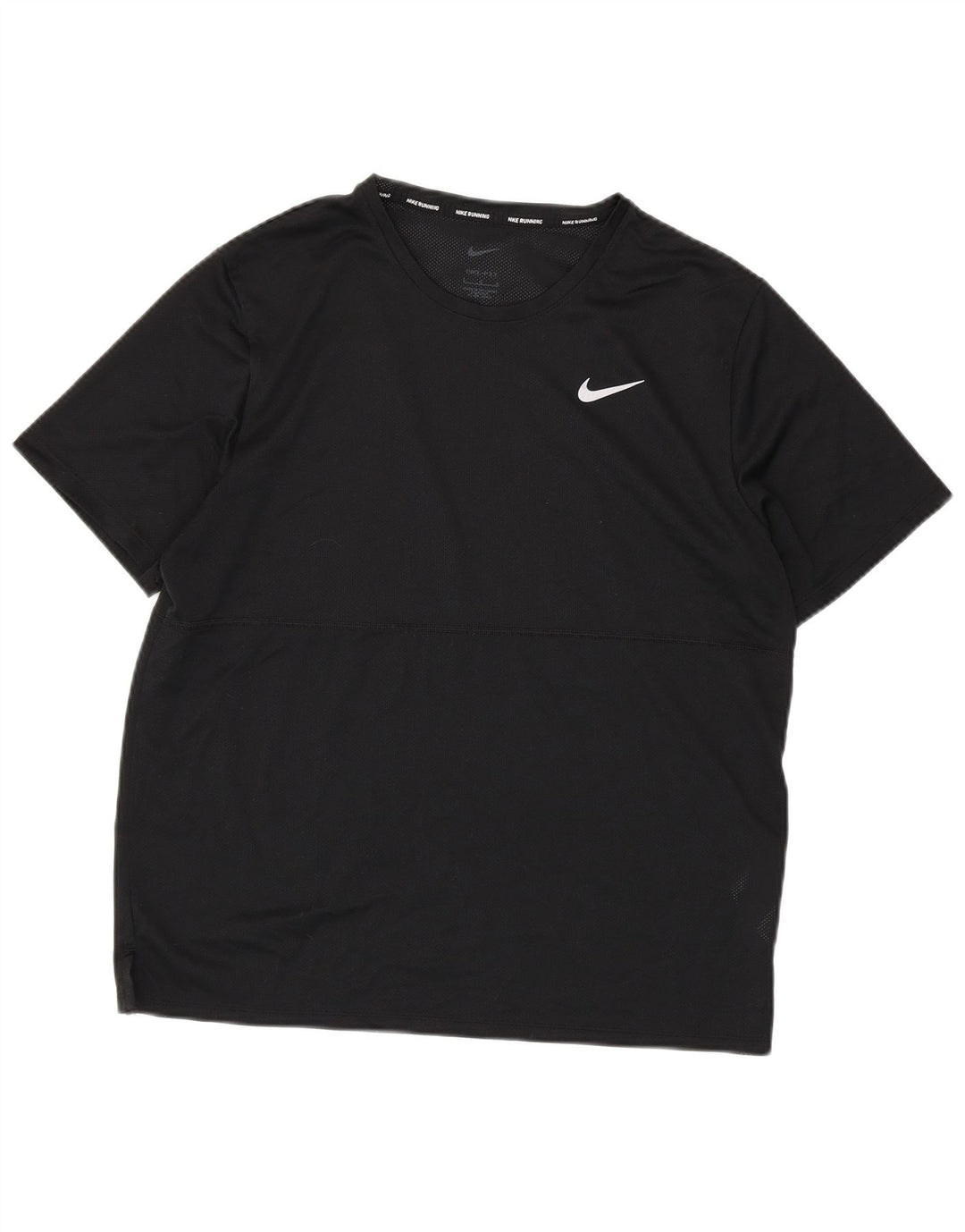 Nike Herre Dri Fit Running T-Shirt Top Stor Sort Polyester