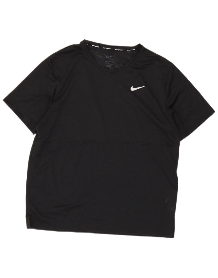 Nike Herre Dri Fit Running T-Shirt Top Stor Sort Polyester