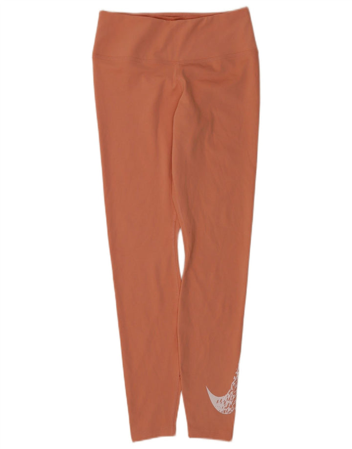 Nike Dame Dri Fit Grafiske Leggings UK 8 Small Orange Polyester