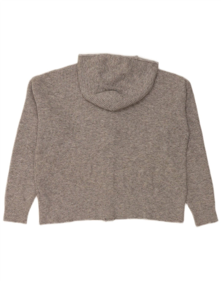 Marks & Spencer Dame hætte cardigan sweater UK 14 Large Grå Polyester