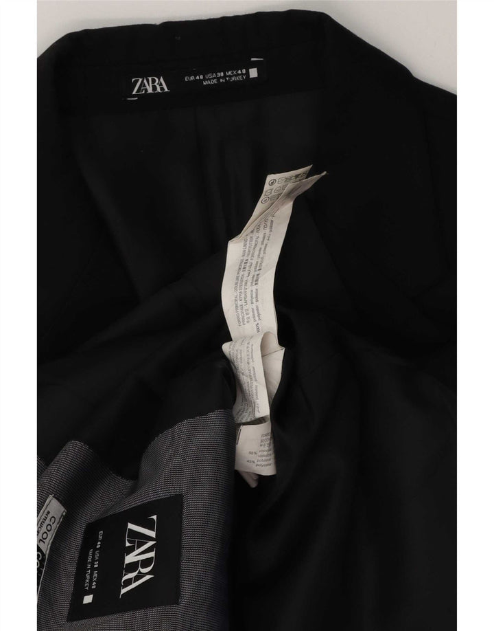 Zara Blazerjakke til mænd med 2 knapper EU 48 Medium Sort Polyester