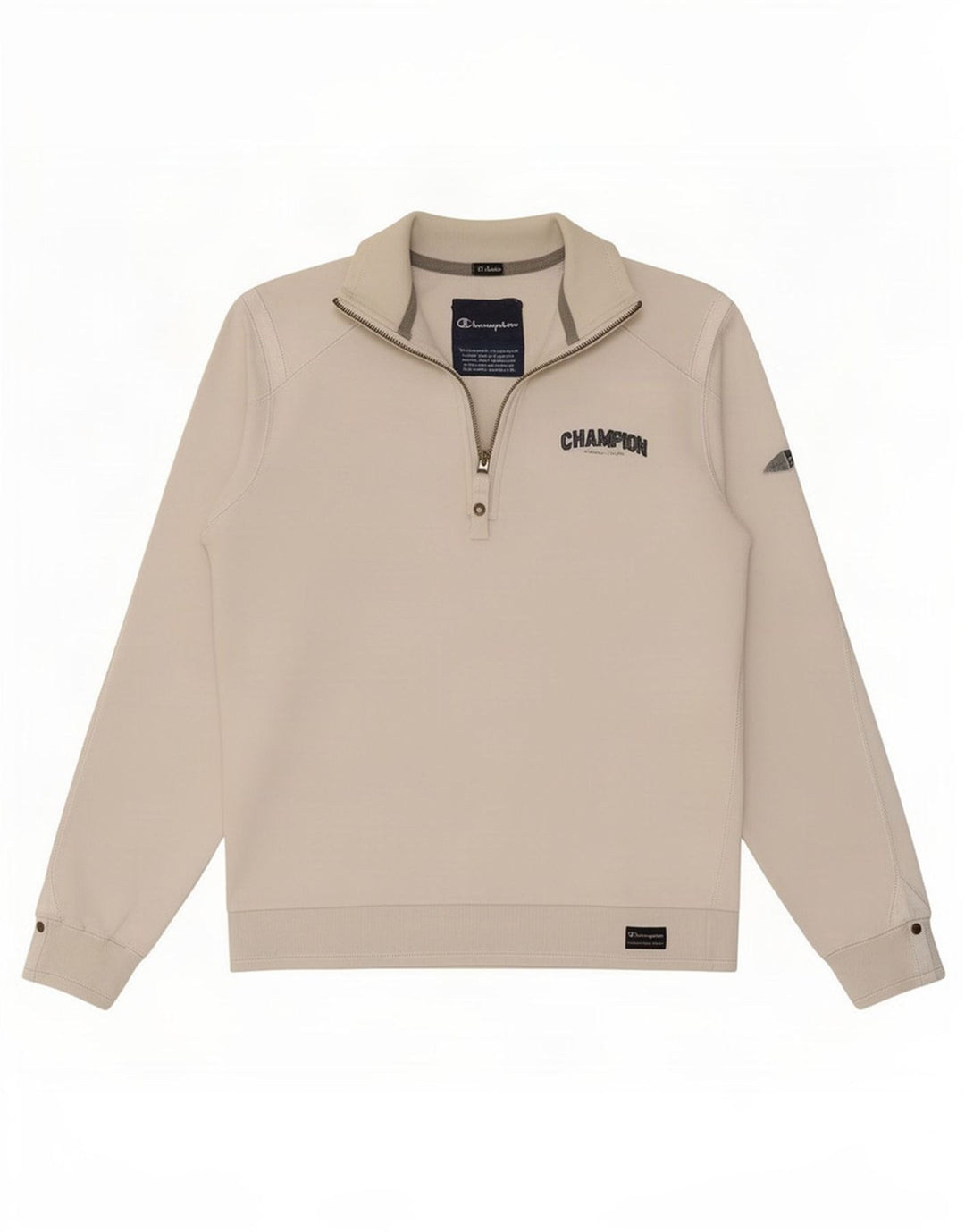 Champion Herre Zip Neck Sweatshirt Jumper Medium Hvid Bomuld
